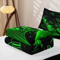 thumbnail image 4 of Erosebridal Neon Hockey Player Zipper Twin Comforter Sets with Fitted Sheet and 2 Pillowcases for Boys Men, Glowing Puck Print Zipper Bedding Set, Black Green, 4-Piece, 4 of 6