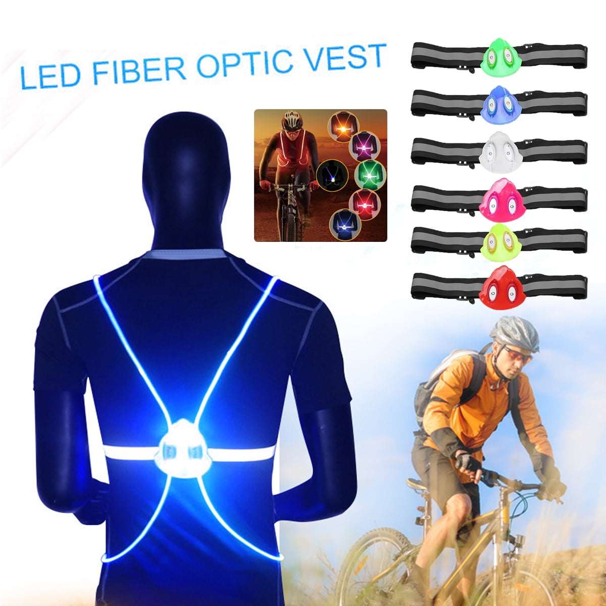 Flashing LED Light Up Safety Reflective Vest Running Cycling Motorcycle