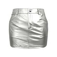 thumbnail image 4 of IWRICH Women's Metallic Shiny Skirts Y2k Low Waist Sparkly Rave Bodycon Mini Skirts with Pockets Silver XS, 4 of 4