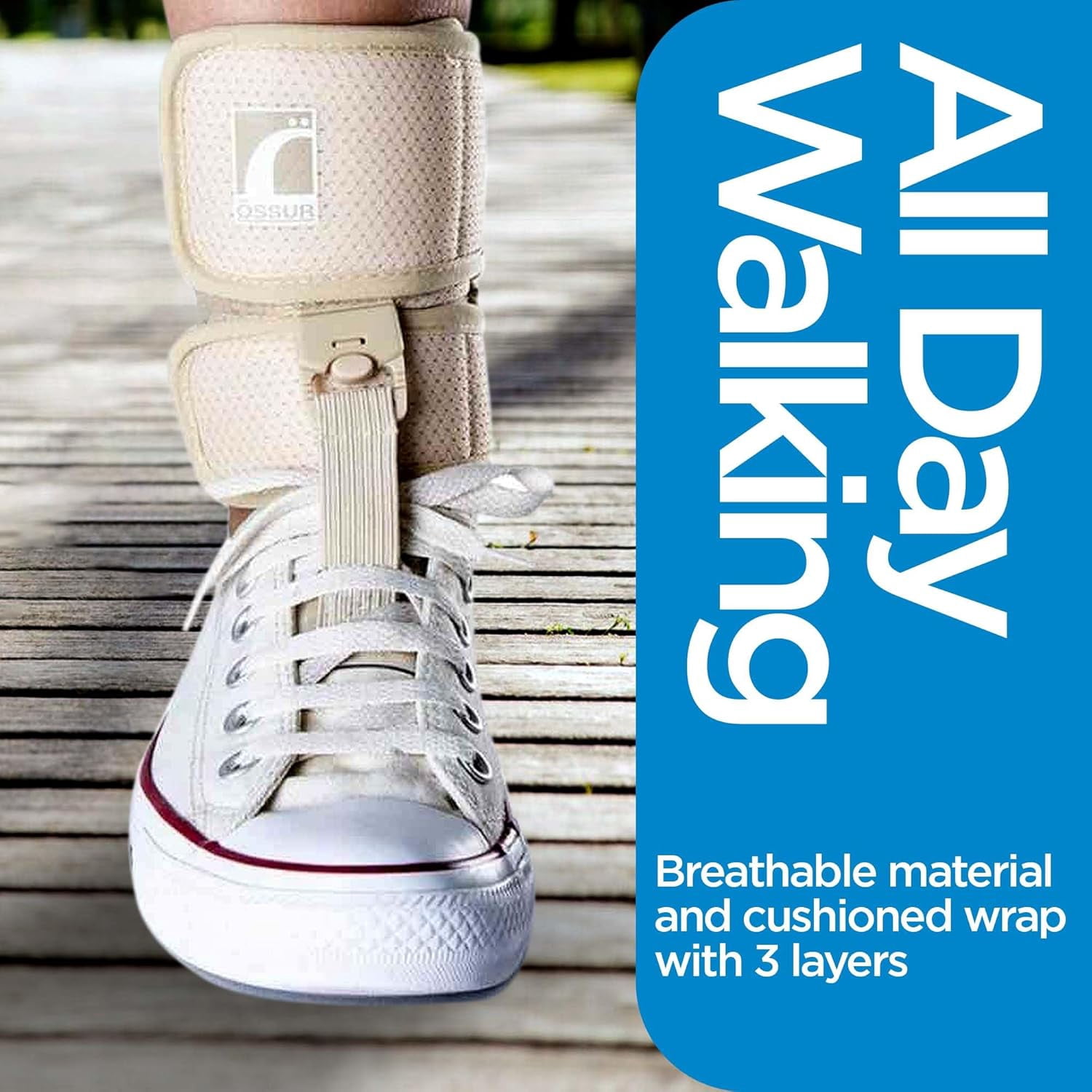 Ossur Ankle Brace, Foot Brace | AFO Foot Drop Brace for Drop Foot Support | Lightweight, Adjustable Wrap for All-Day Comfort | Breathable Material for All Day Walking (Beige, X-Large)