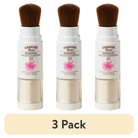 (3 pack) Hawaiian Tropic Mineral Powder Sunscreen Brush SPF 30, 0.15oz