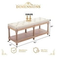 thumbnail image 2 of Tufted Extra-Long Entryway with Shoe Storage, 45” French Vintage Bedroom Benches Upholstered Dining Benches, Fabric End of Bed for Bedroom Dining Room Living Room, Beige, 2 of 3
