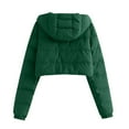 thumbnail image 3 of Generic Womens Cropped Puffer Jacket Winter Long Sleeve Zip Up Quilted Padded Short Coat, 3 of 3