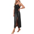 thumbnail image 4 of INSPIRE CHIC Women's Satin Nightgown Lace Cami Dress Maxi Long Gown Pajama Nightwear L Black, 4 of 6