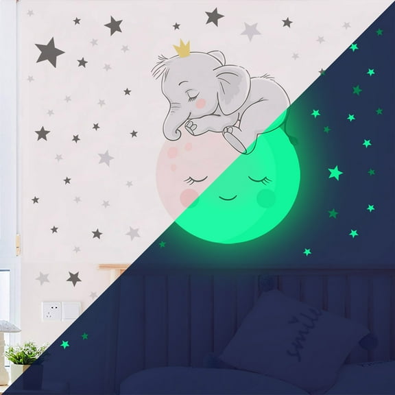 Vikakiooze Home Decor Clearance, New Luminous Little Elephant Creative Wall Stickers Background Wall Bedroom Creative Decorative Wall Stickers