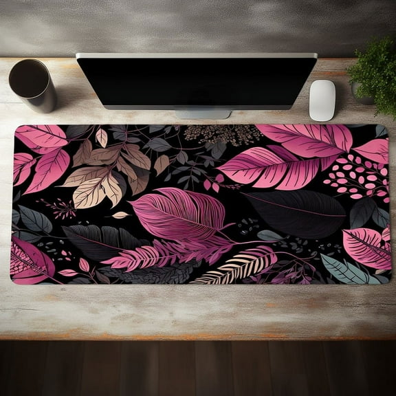 Keyboard Pad Boho Pastel Painting Mouse Pad Pink Plant Abstract Accessories Table Pad Mouse Pad Table Pad Board Game Office Accessories For Women Large Table Mat