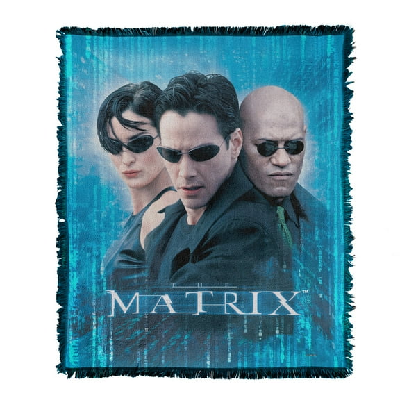The Matrix Blanket, 50'x60' Code Poster Woven Tapestry Cotton Blend Fringed Throw