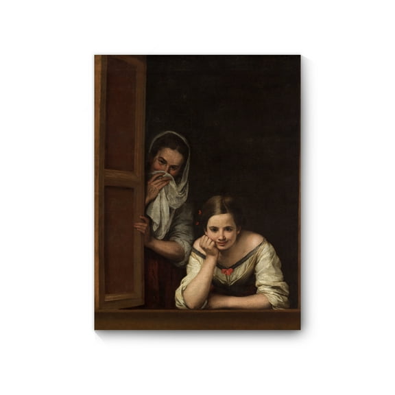 Two Women at a Window by Bartolome Esteban Murillo, Framed Wall Art, Canvas Prints Poster
