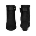 thumbnail image 5 of BLISSFUL STEP Women's Ankle Boots Chunky Heel Pointed Toe Buckle Strap Zipper Faux Suede Black 9, 5 of 6