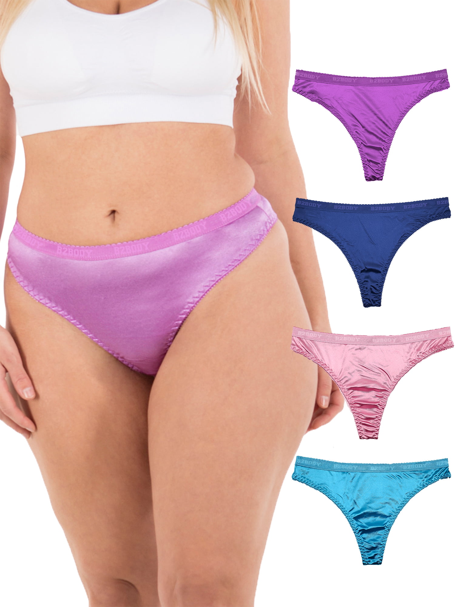  B2BODY Women's Regular & Plus Size Sexy Lace Back Seamless Thong  Panties Pack of 6 (Small, Vintage) : Clothing, Shoes & Jewelry