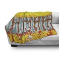thumbnail image 2 of Bike Soft Flannel Fleece Blanket, Cartoon Graphic of People Riding Bicycles in Abstract Woodland Illustration, Cozy Plush for Indoor and Outdoor Use, 50" x 70", Yellow and Multicolor, by Ambesonne, 2 of 5