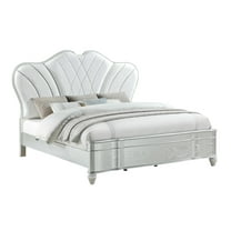 Eros King Bed with Manufactured Wood & Tufted Detailing in Silver