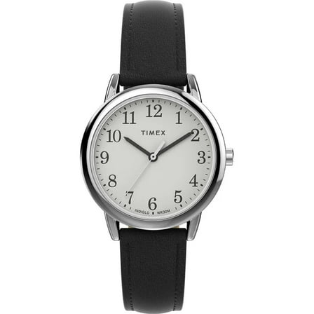 Timex TW2V69100 Women's Easy Reader Black Leather Strap Watch