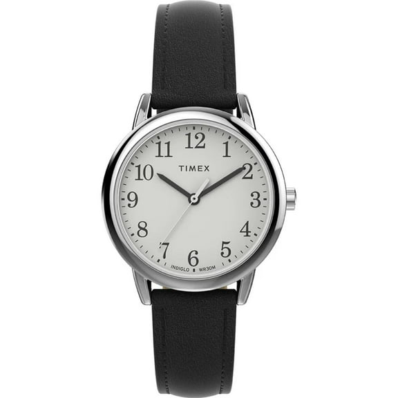 Timex TW2V69100 Women's Easy Reader Black Leather Strap Watch
