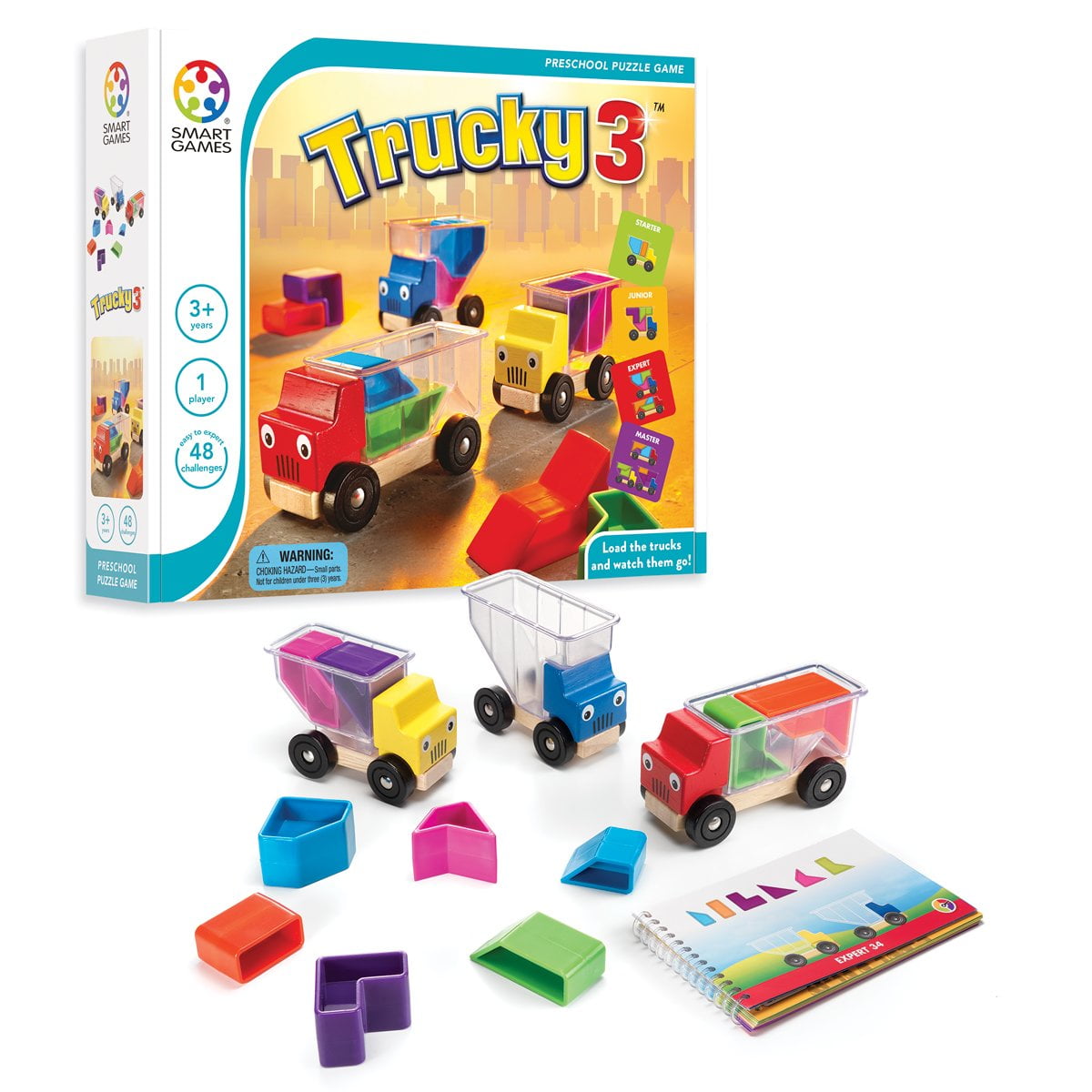 SmartGames Trucky 3 Wooden Skill-Building Puzzle Game for Ages 3+