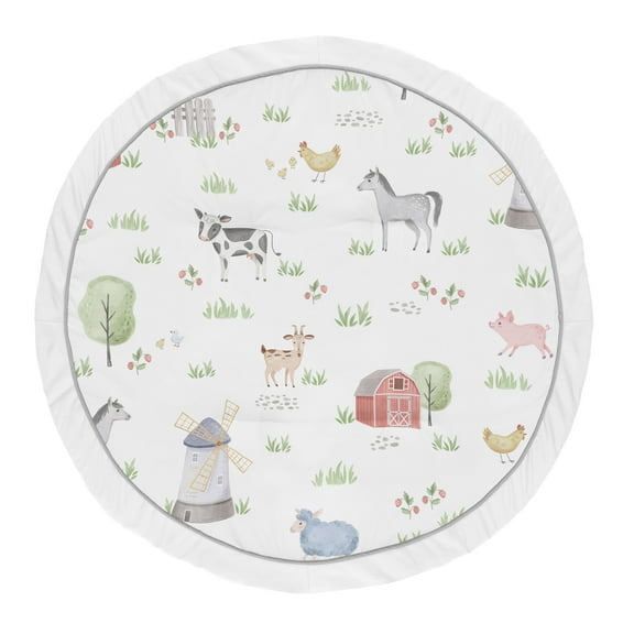 Sweet Jojo Designs Farm Animals Gray Green Grey Red Baby Play Mat