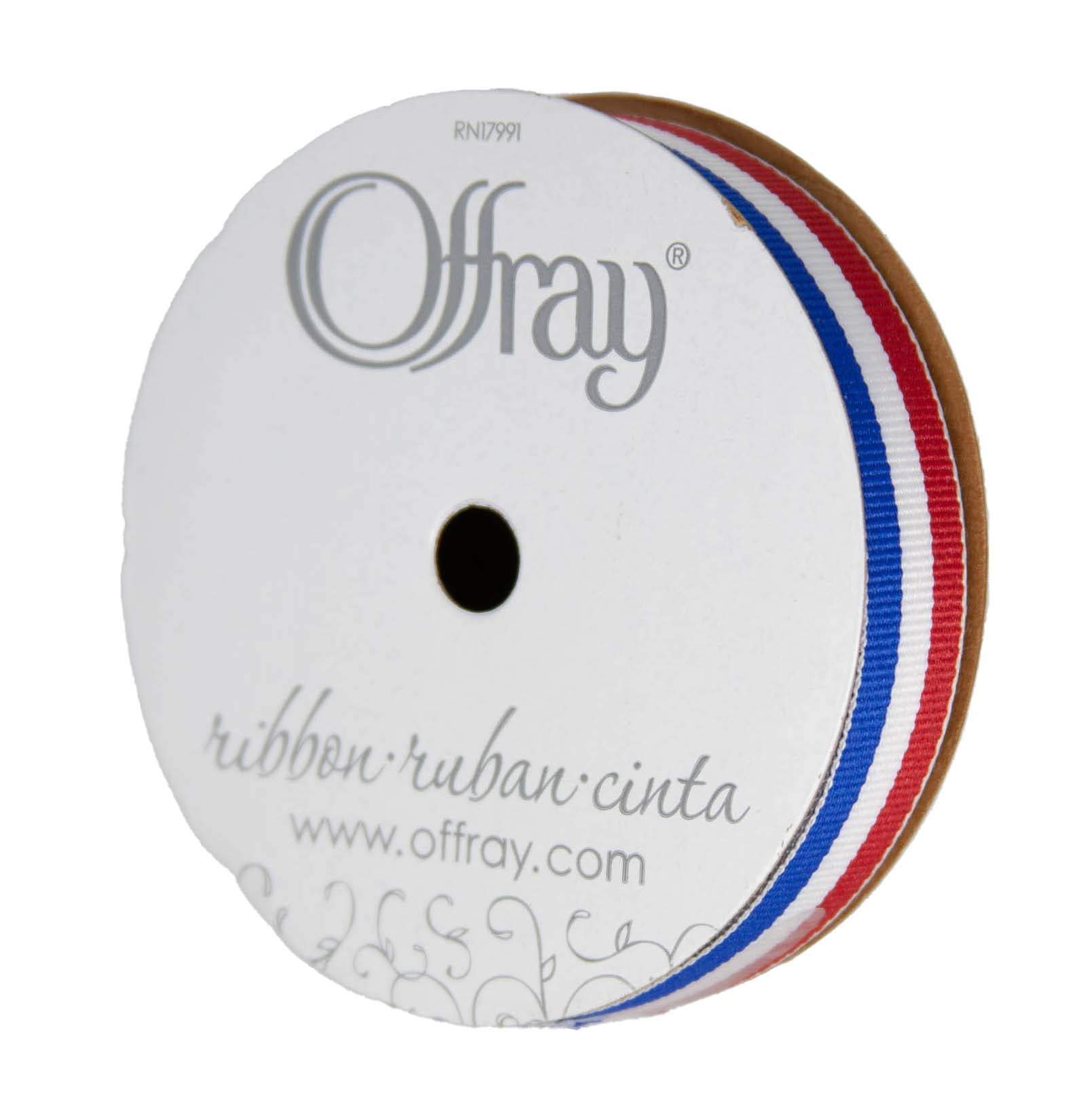Offray Ribbon, Royal Blue 5/8 inch Stripe Grosgrain Ribbon for Sewing, Crafts, and Gifting, 12 feet, 1 Each