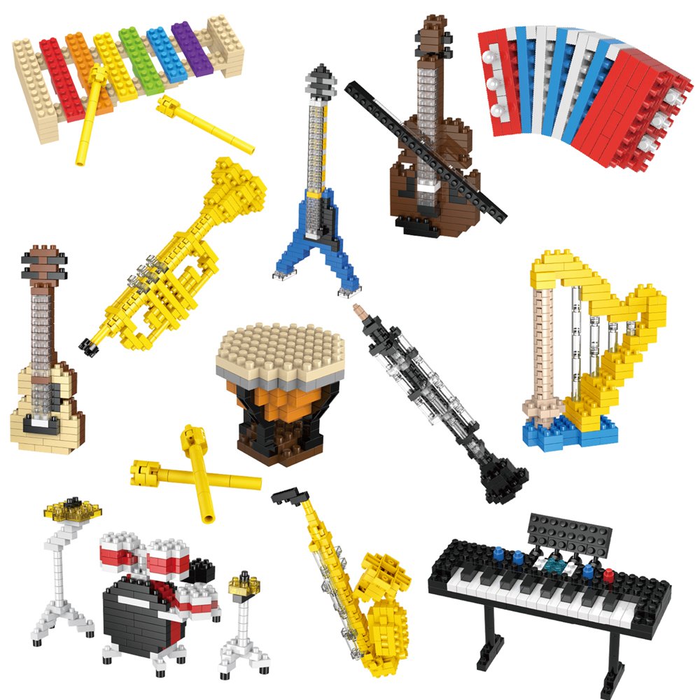 Party Favors for Kids, Mini Musical Instrument Building Blocks Sets for