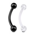 thumbnail image 1 of Eyebrow Ring Black Anodized 16G Curved Barbell with Clear Retainer 2pcs, 1 of 1