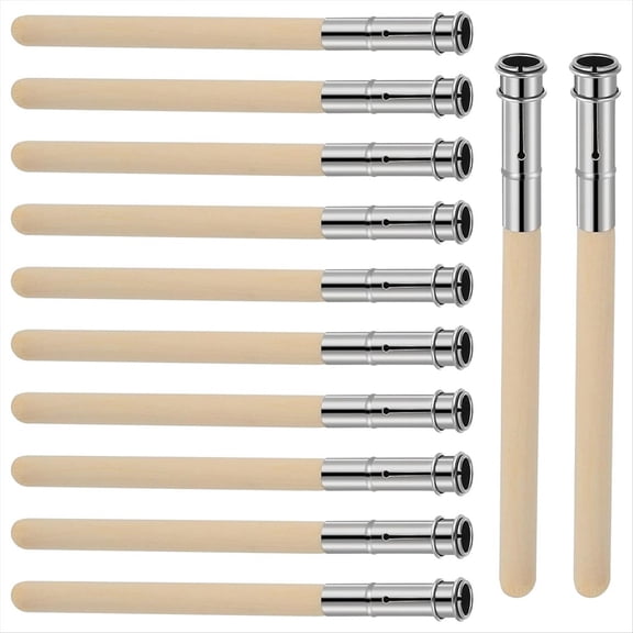 12 PCS Wooden Pencil Extenders for Artists with Adjustable Metal Handle Lengthener Pull Charcoal Holder