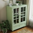 thumbnail image 5 of Sideboard Buffet Cabinet, Dining Room Storage Cabinet, Entryway Cabinet with Glass Doors Drawer for Living Room, Dining Room, Bathroom, Adjustable Shelf, Mint Green, 5 of 8
