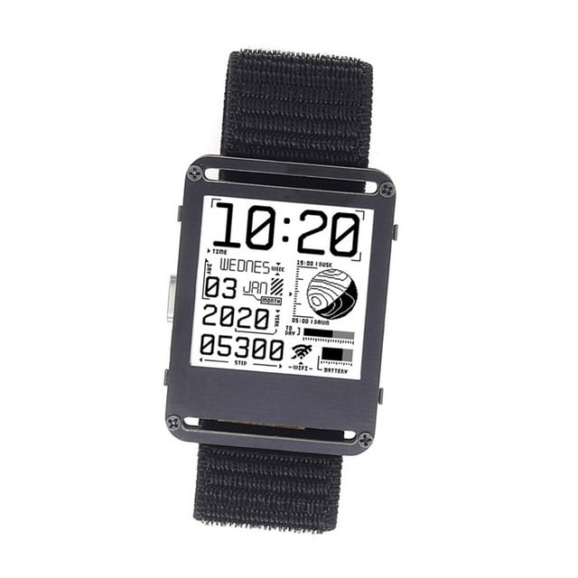 Accesorio de reloj electrónico de código abierto programable Pantalla de papel electrónico multifuncional 200x200 píxeles negro, reloj de pulsera