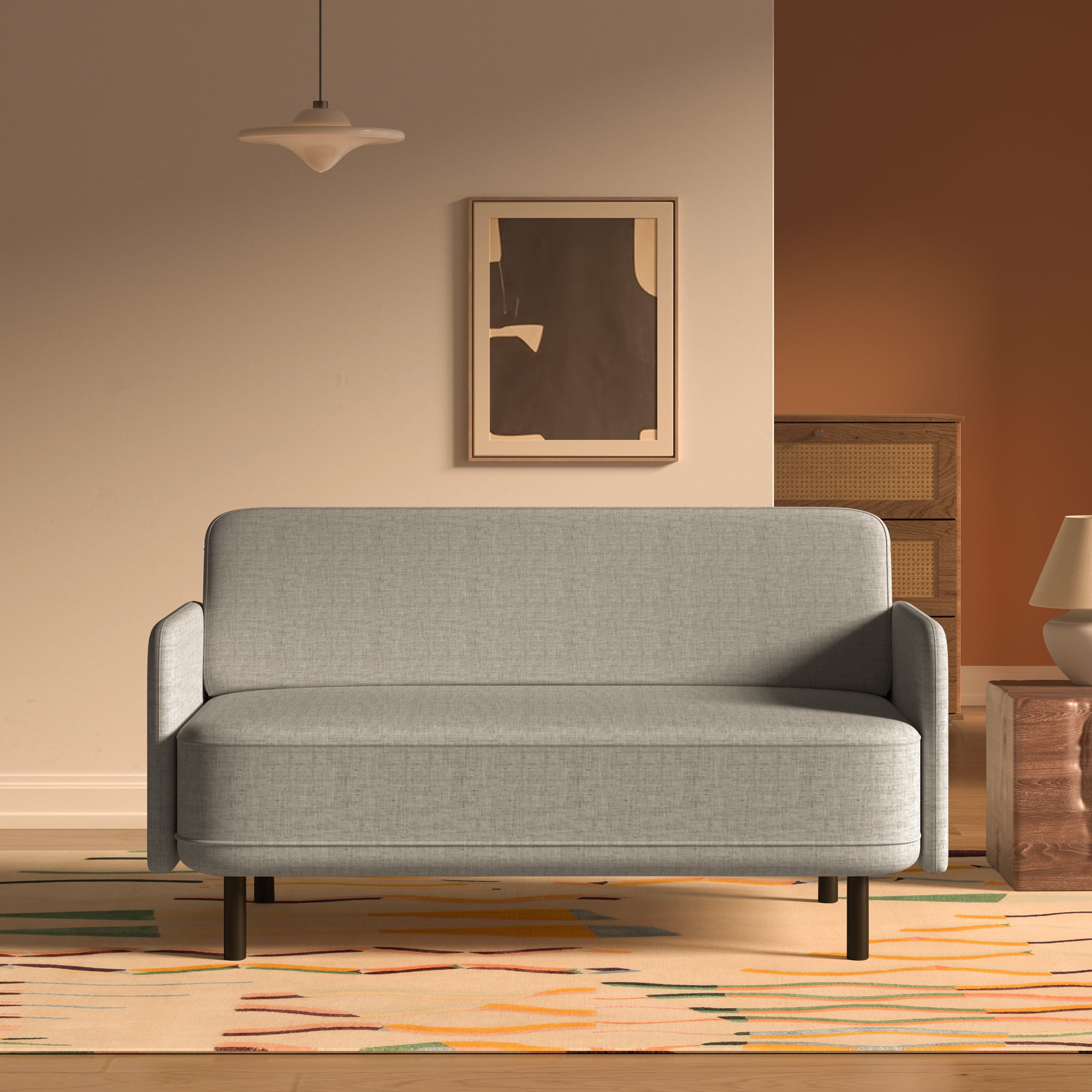 Artdeco Home Metro Loveseat - Modern Living Room Loveseat Sofa, Two-Seater Settee, Upholstered Corduroy Fabric Armchair, Love Seat Sofa Chair with Wood Legs for Bedroom/Office/Reading Spaces