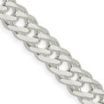 thumbnail image 6 of Diamond2Deal 925 Sterling Silver 7.75mm 6 Side Diamond-Cut Flat Double Curb Chain Necklace for Men 20", 6 of 6