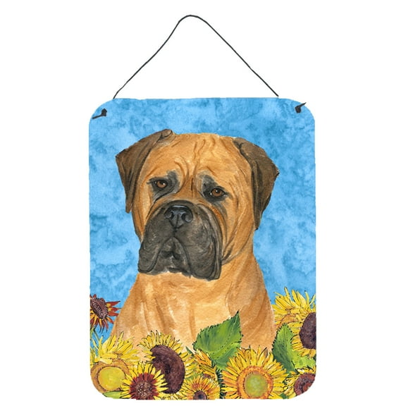 Bullmastiff in Summer Flowers Wall or Door Hanging Prints