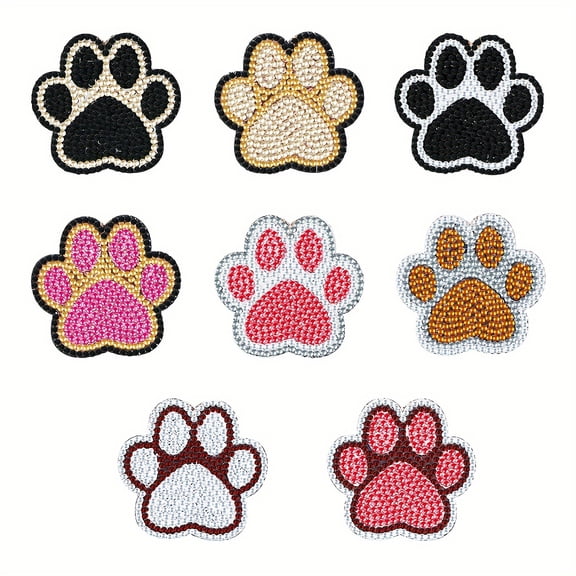 8pcs diamond painting kit refrigerator stickers cat paw shape DIY flash diamond magnetic stickers handmade creative fridge decoration Suitable for kitchen decoration Holiday gift