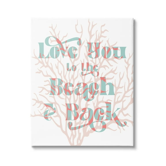 Stupell Industries Love You Beach Layered Coral Lettering Romance Graphic Art Gallery Wrapped Canvas Print Wall Art, Design by Daphne Polselli