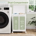 thumbnail image 2 of VECELO 2-Section Laundry Basket with Wheels, Portable Storage Hamper with Handle for Bathroom, Laundry and Dorm, Movable Multipurpose Sorter Basket, White, Large, 2 of 9