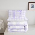 thumbnail image 5 of Manfei Purple Dreamy Bowknot Initial D Queen Comforter Set,Classic Grid Geometric Comforter Sets Queen,Reversible,3pcs,1 Comforter and 2 Pillowcases, 5 of 7
