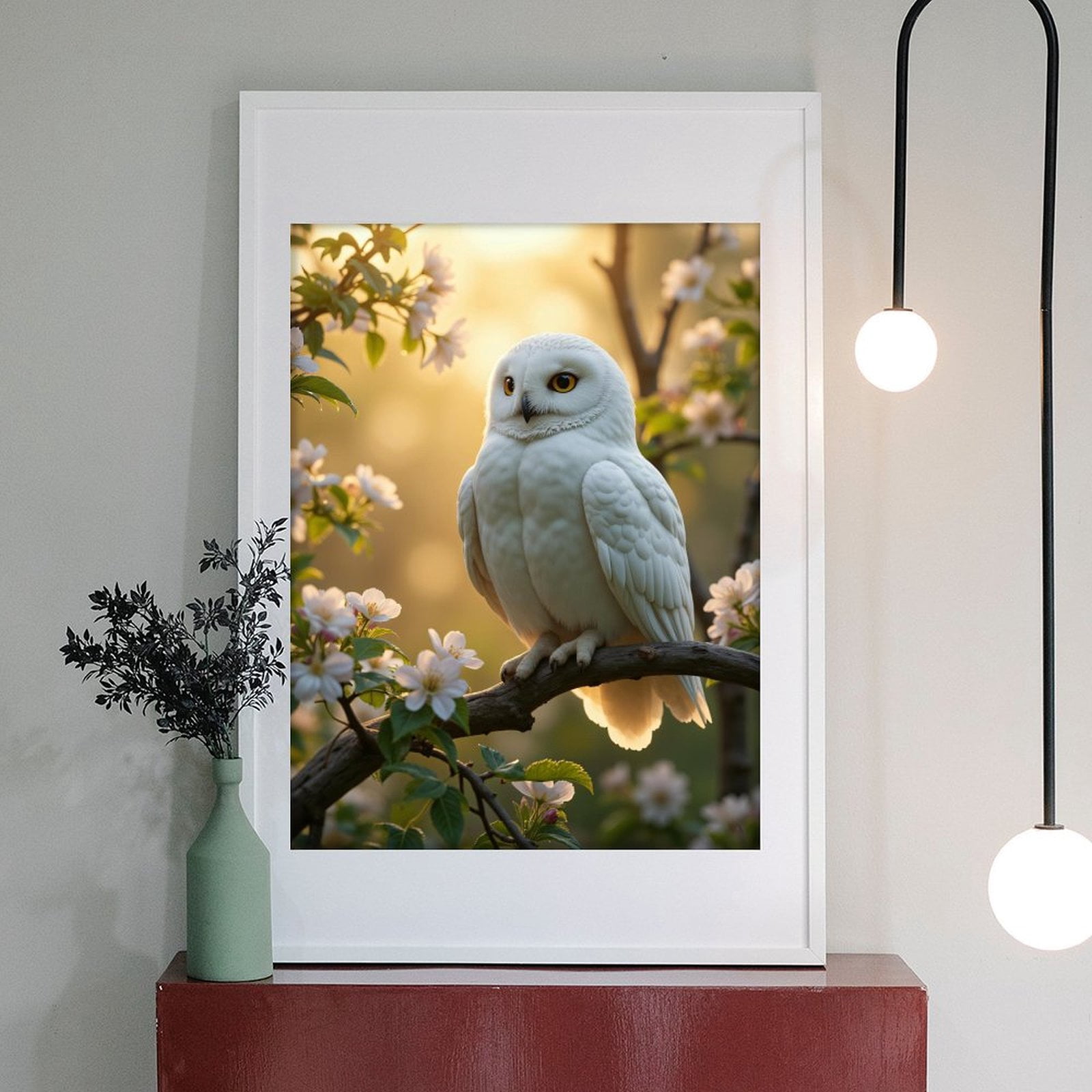 Diamond Art Kits for Adults - 5d White Owl In Blossom Tree Diamond Painting for Adults, Diamond Art for Adults Beginners, Diamond Painting Kits for Adults for Home Wall Decor