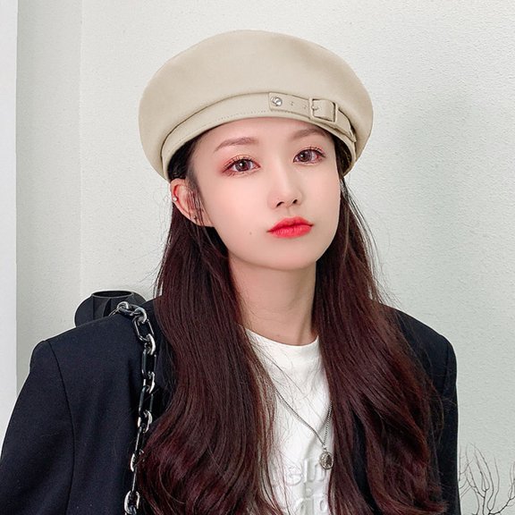 Supvox artist beret Beige Fabric 1Pack Sun Protection Vintage Round Style for Vacation