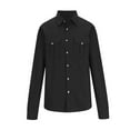 thumbnail image 6 of Mens Shirts Long Sleeve Cargo Lapel Pocket Fallow Loose Button Lapel Coat Black L, 6 of 6