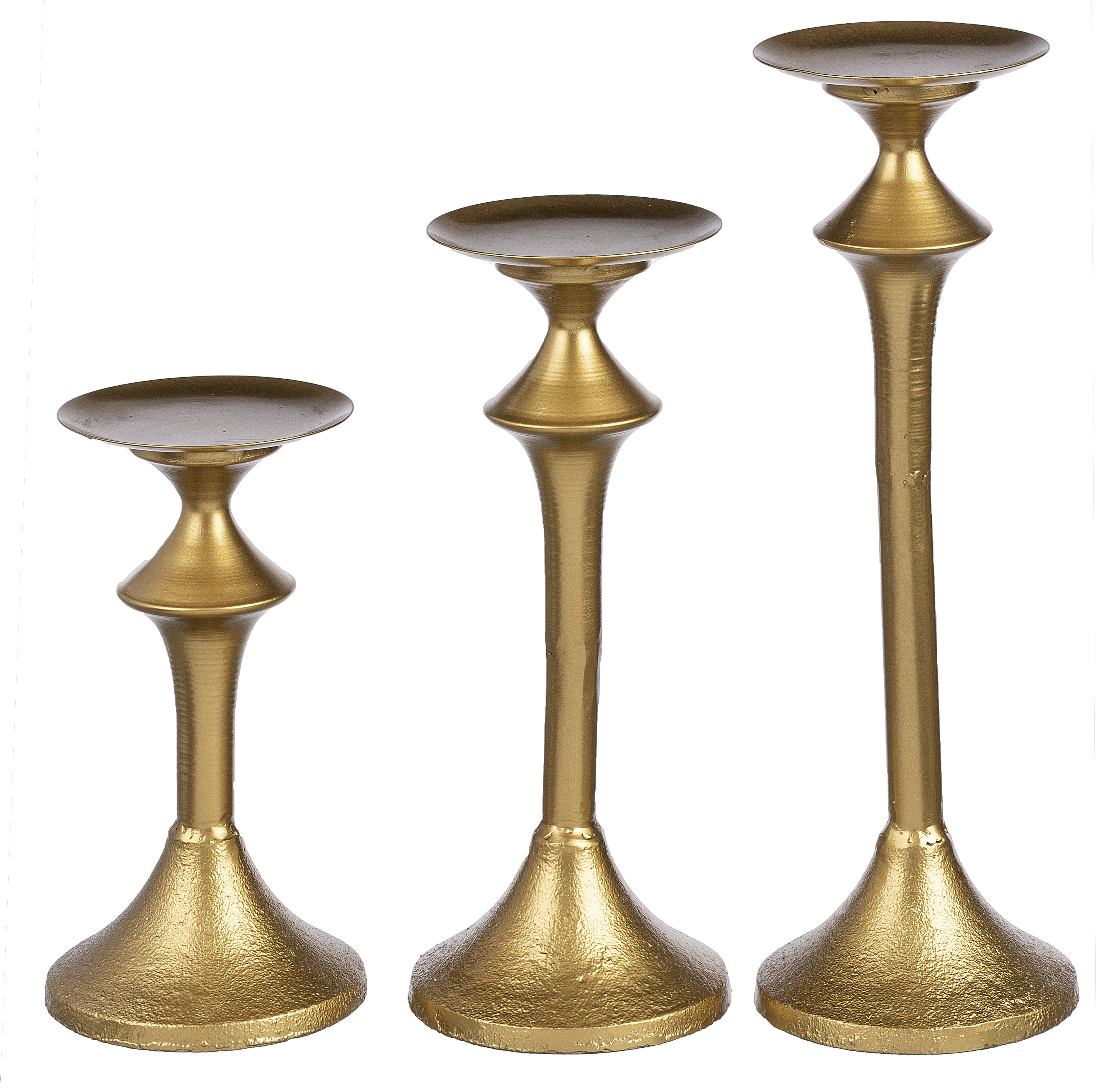 CBK Contemporary Set Of 3 Gold Pillar Holder 164599