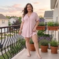 thumbnail image 3 of Agnes Orinda Women's Plus Size Sleepshirt Short Sleeve Soft Pajamas Dress V Neck Button Down Nightgown 4X Pink, 3 of 8