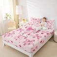 thumbnail image 3 of Manfei Girly Cherry Bowknot Design Bed Sheets For Kids,Letter T Alphabet Initial King Sheets,4 Pieces, 3 of 6