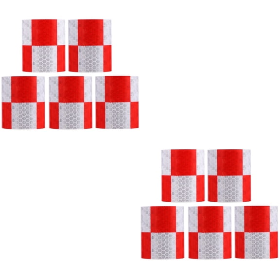 Set of 2 Caution Tape Duct Red and White Noctilucence Stickers