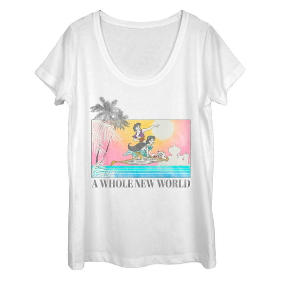 Women's Aladdin Retro Sunset  Scoop Neck White Large