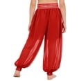 thumbnail image 6 of Aislor Belly Dance Pants Satin Tribal Baggy Pants Arabian Princess Cosplay for Halloween Carnival Red 12, 6 of 7