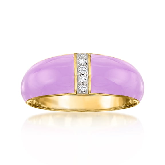 Ross-Simons Pastel Purple Enamel Dome Ring With Diamonds in 18kt Gold Over Sterling, Women's, Adult
