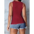thumbnail image 5 of Women'S Summer Sleeveless Tops Ribbed Knit Notched V Neck Fitted Tank Shirts Red M, 5 of 9