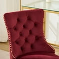 thumbnail image 3 of Velvet Office Chair with Golden Base, Modern Upholstered Tufted Button Desk Chair, Adjustable Swivel Home Office Chair with Metal Frame, Wine Red, 3 of 14