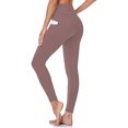 thumbnail image 3 of Qulqfy Brown Leggings for Women Compression Yoga Buttery Soft Ankle Length High-Waisted Tummy Control Leggings Track Pants Women M, 3 of 3