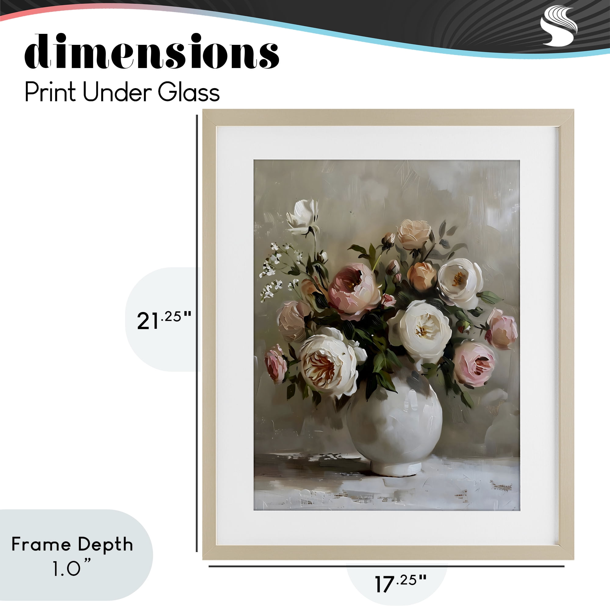 Stupell Industries Peony Blooms Bouquet Vase Birch Framed Print Under Glass, design by Creative Studio
