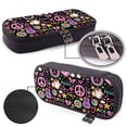thumbnail image 4 of Picia Peace Love and Dove Flower Power Pattern Large Capacity PU Leather Pencil Case Organizer Pen Marker Holder Double Zipper Storage Bag Big Pencil Pouch for College Office, 4 of 6