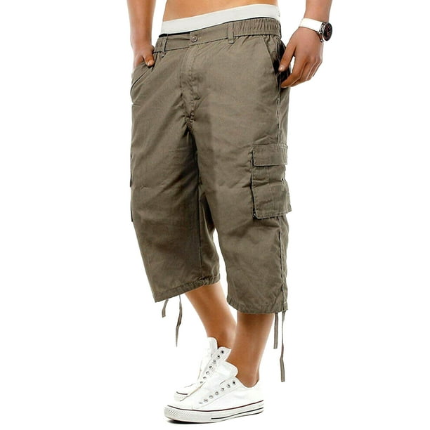 Eyicmarn - Mens 3/4 Length Capris Cargo Shorts Cropped Trouser Casual ...