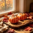 thumbnail image 5 of Dpityserensio Artificial Striped Pumpkin Decor Fake Foam Pumpkin Ornament Fall Thanksgiving Halloween Table Decorations, 5 of 6